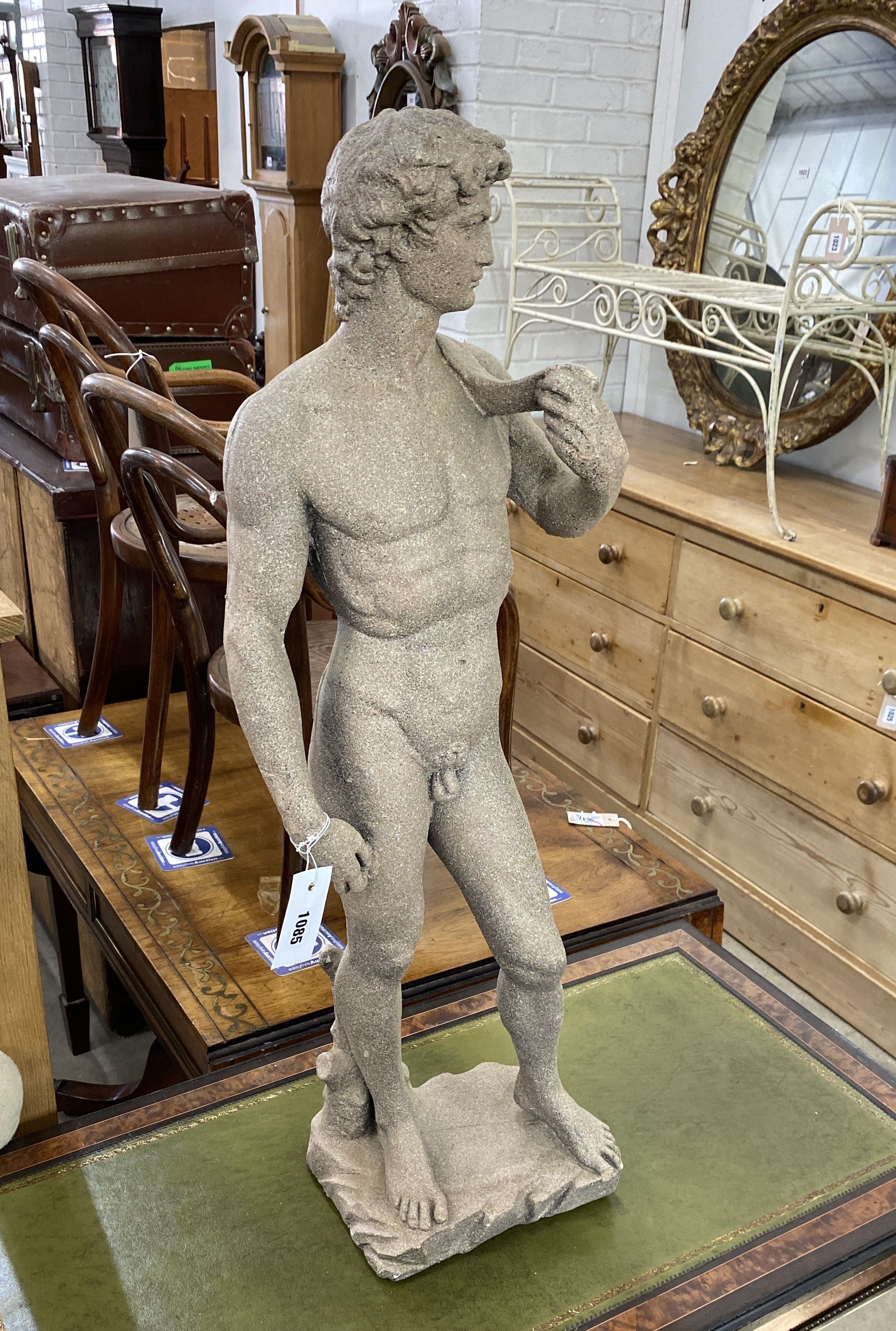 A cast plaster figure of David, height 83cm